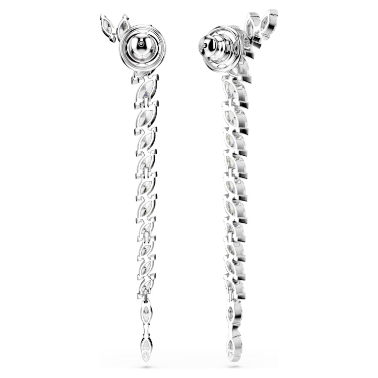 Mesmera earrings Marquise cut, White, Rhodium plated